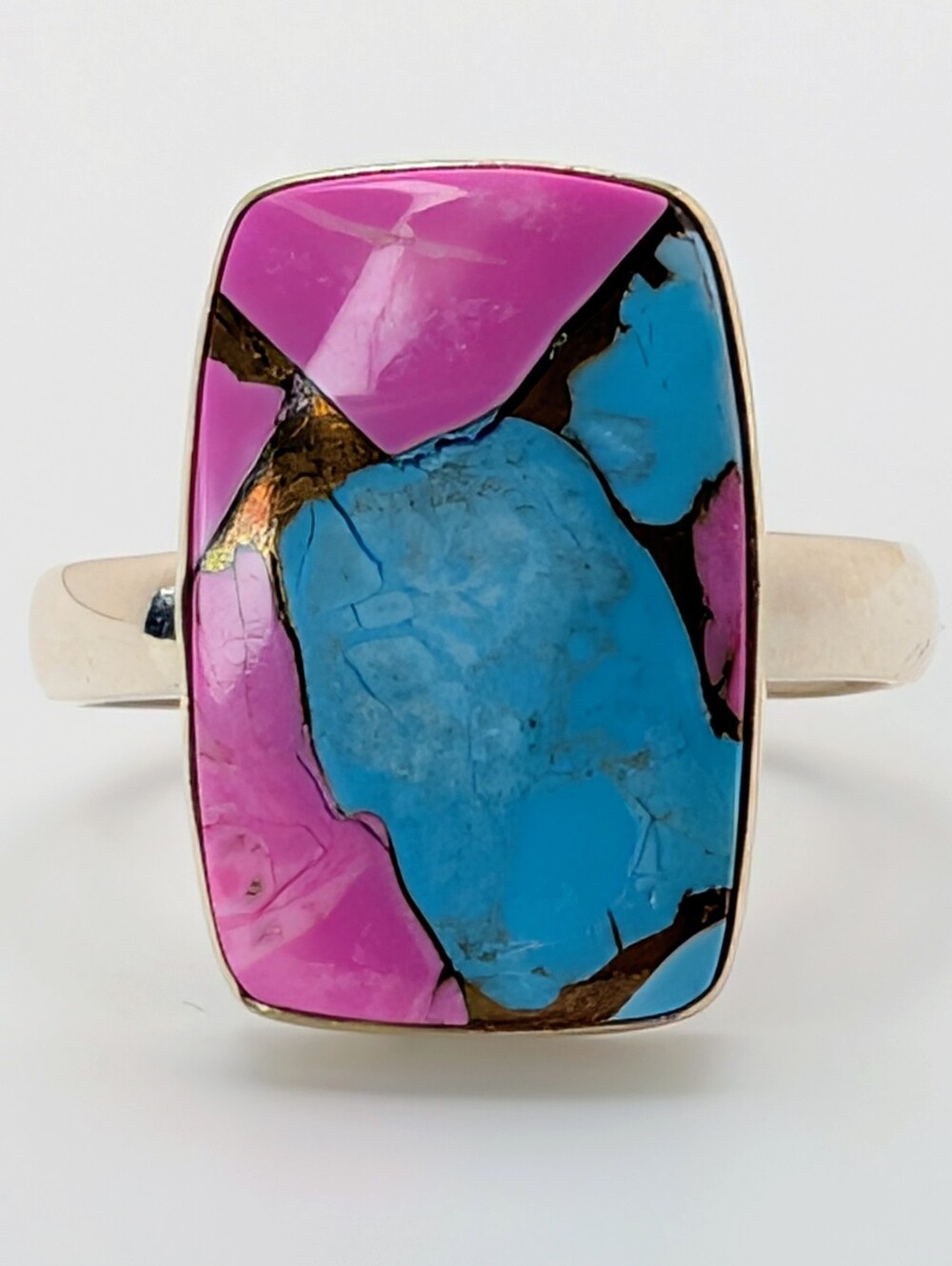 Cotton Candy Turquoise S925 Sterling Silver Ring Size 10 3/4